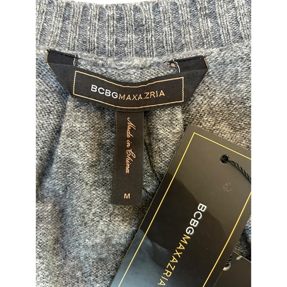 NWT BCBG MAXAZRIA Y2K Gray Lambswool Button Cardigan Sweater Medium Deadstock - Picture 5 of 9